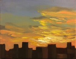 Manhattan skyline at sunset